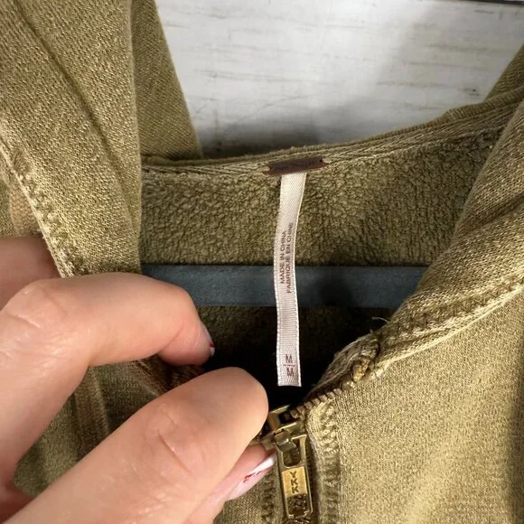 Free People Olive Green Frilly Zip Up Hoodie - Picture 4 of 4